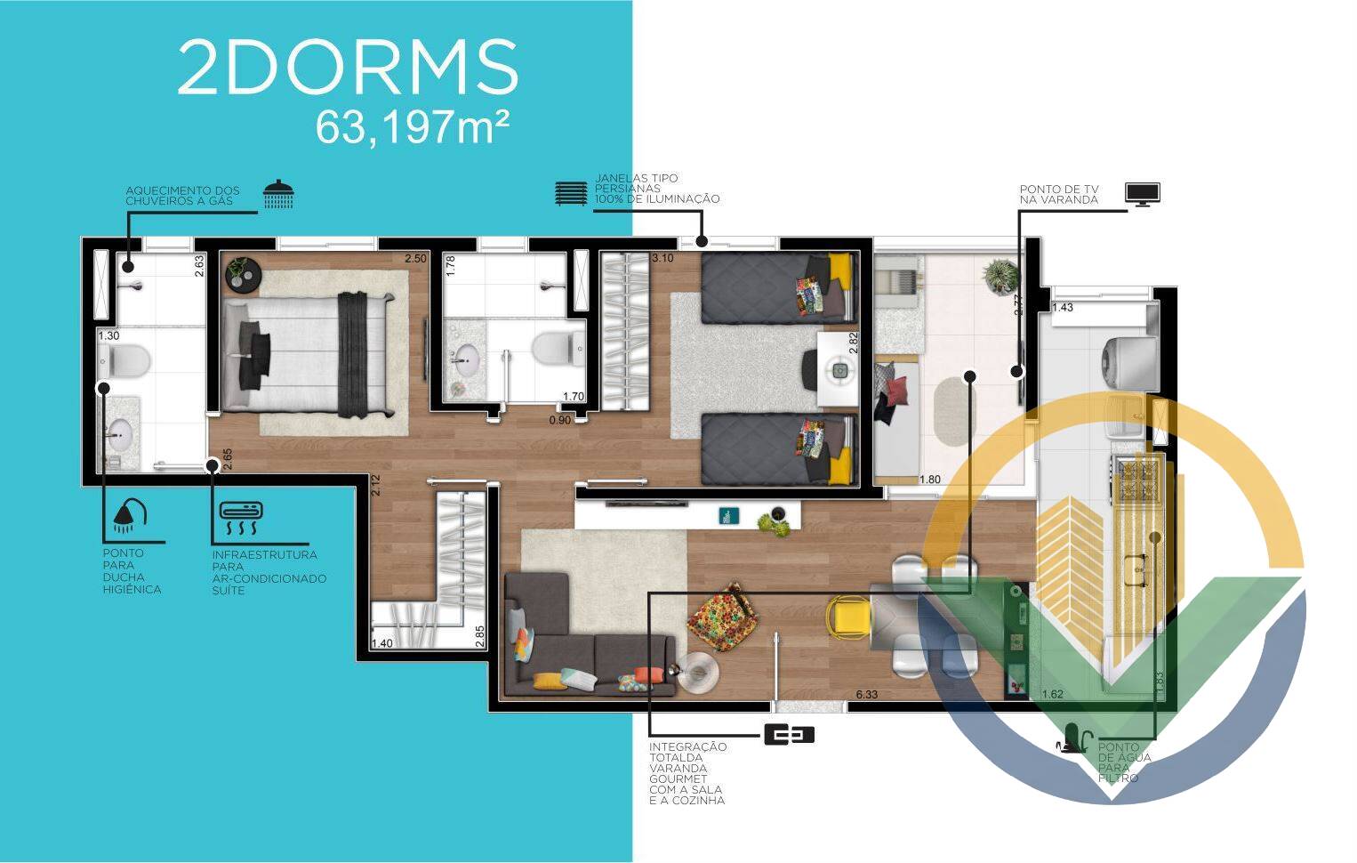 Apartamento, 2 quartos, 63197 m² - Foto 3